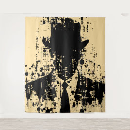 Gezichtloze gentleman: Abstracte elegantie Wandkleed