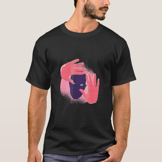 Gezichtloze handen griezelig kijken t-shirt (Voorkant)