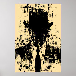 Gezichtloze heer: Abstracte elegantie Poster