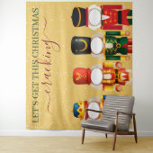 Gezichtloze Notenkraker Gouden Kerst Foto Achtergr Wandkleed (In situ)