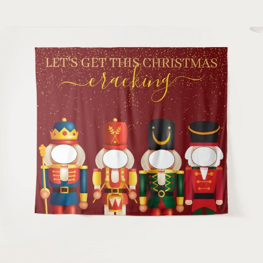 Gezichtloze Notenkraker Rode Kerst Foto Achtergron Wandkleed (Voorkant (horizontaal))