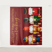 Gezichtloze Notenkraker Rode Kerst Foto Achtergron Wandkleed (Voorkant)