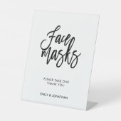 Gezichtmaskers Bindend stijlvol zwart script Reclamebord Met Voetstuk (Voorkant)