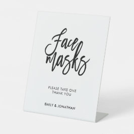 Gezichtmaskers Bindend stijlvol zwart script Reclamebord Met Voetstuk