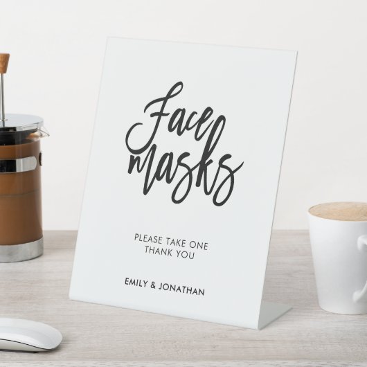 Gezichtmaskers Bindend stijlvol zwart script Reclamebord Met Voetstuk (Insitu)