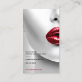 Gezichts foto rode lippen visagist visitekaartje (Achterkant)