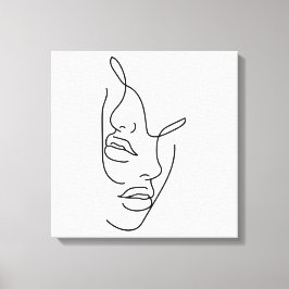 Gezichts schoonheidslijn kunst tekening canvas afdruk
