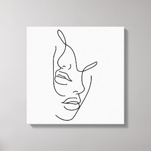 Gezichts schoonheidslijn kunst tekening canvas afdruk