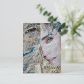 Gezichtsabstracte mixed media collage briefkaart (Staand voorkant)