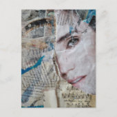 Gezichtsabstracte mixed media collage briefkaart (Voorkant)