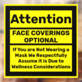 Gezichtsbedekkende politiek Wellness Vrijgesteld Raamsticker (Vel 2)