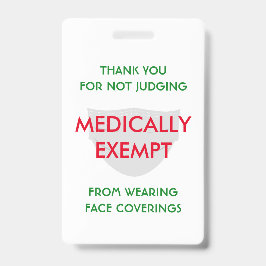 Gezichtsbedekking Witte Medisch Uitgezonderd Badge