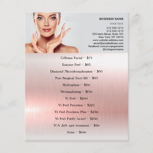 GEZICHTSBEHANDELINGEN Schoonheidssalon 4.5 "x5.6" Flyer (Voorkant)