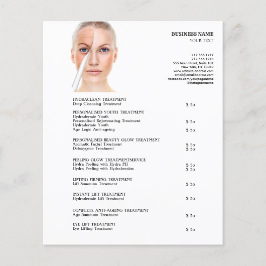 GEZICHTSBEHANDelingen Schoonheidssalon 4.5"x5.6" Flyer (Voorkant)