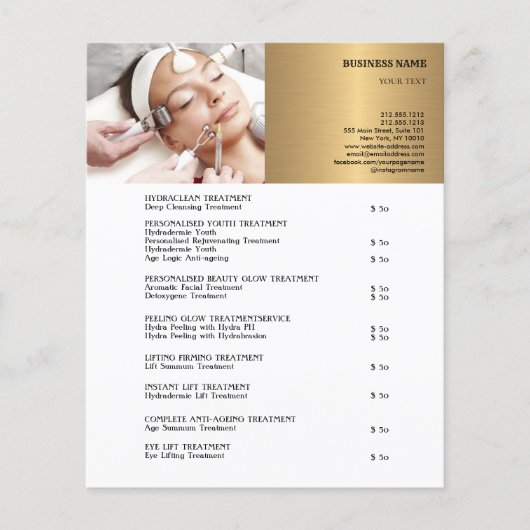 GEZICHTSBEHANDELINGEN Schoonheidssalon 4.5"x5.6" Flyer (Voorkant)