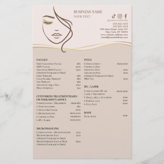 GEZICHTSBEHANDELINGEN Schoonheidssalon flyer (Voorkant)
