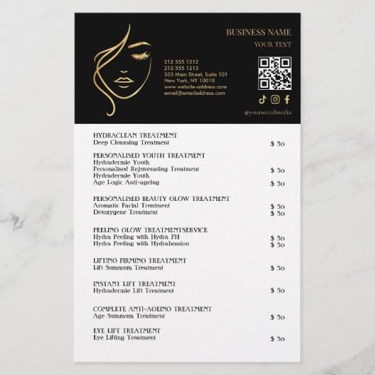 GEZICHTSBEHANDELINGEN Schoonheidssalon flyer (Voorkant)