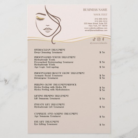 GEZICHTSBEHANDELINGEN Schoonheidssalon flyer (Voorkant)