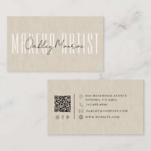 Gezichtsbeschermer Script Naam Tan QR Code Visitekaartje