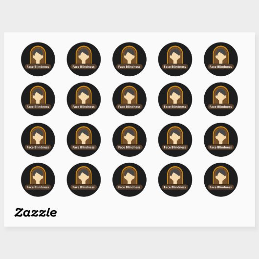 Gezichtsblindheid Boy - Zwarte en Bruine Button Ronde Sticker (Vel)