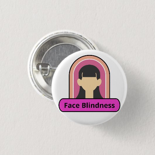 Gezichtsblindheid Meisje - roze en wit Ronde Button 3,2 Cm (Voorkant /achterkant)