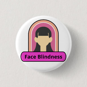 Gezichtsblindheid Meisje - roze en wit Ronde Button 3,2 Cm