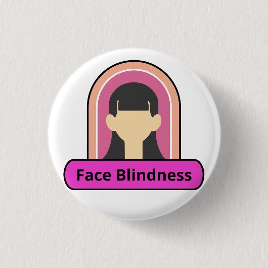Gezichtsblindheid Meisje - roze en wit Ronde Button 3,2 Cm (Voorkant)