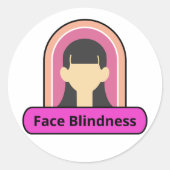 Gezichtsblindheid Meisje - roze en wit Ronde Sticker (Voorkant)