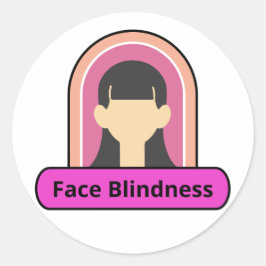 Gezichtsblindheid Meisje - roze en wit Ronde Sticker