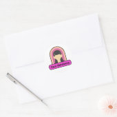 Gezichtsblindheid Meisje - roze en wit Ronde Sticker (Envelop)