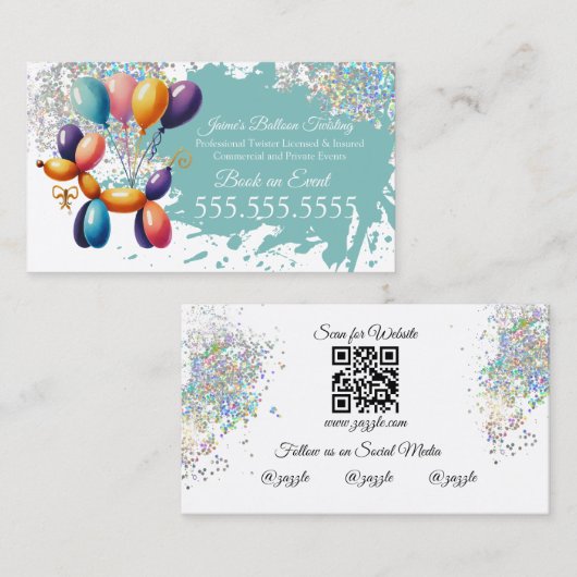 Gezichtschildering Facepainter Balloon Twister Visitekaartje (Voorkant / Achterkant)