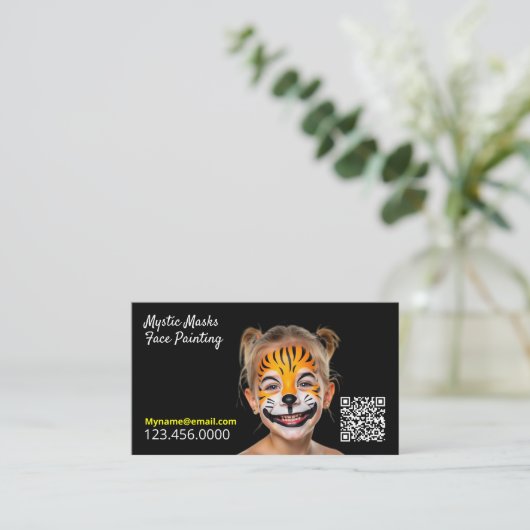 Gezichtschildering QR Visitekaartje (Staand voorkant)