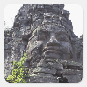 Gezichtsdetail van de West Gate-Tower (Gopuram), Vierkante Sticker