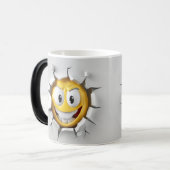 Gezichtsemoticon doorbreken magische mok (Voorkant links)