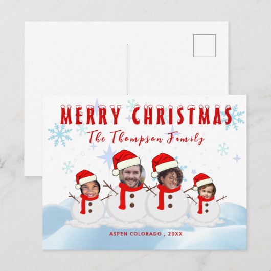 Gezichtsfoto Grappig Kerstgezin Briefkaart (Voorkant / Achterkant)