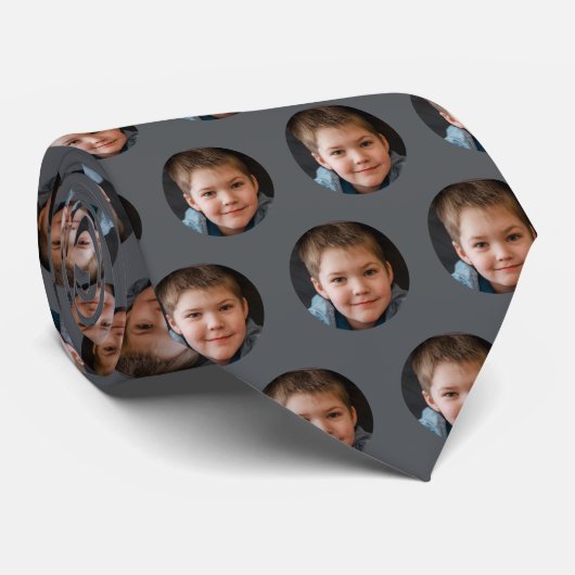Gezichtsfoto van kinderen Gepersonaliseerde Vaderd Stropdas (Opgerold)