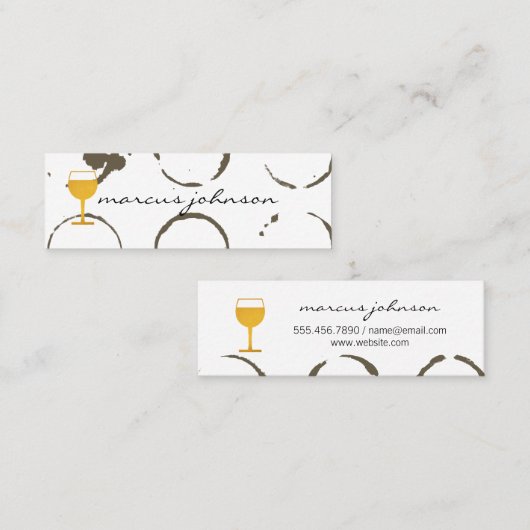 Gezichtsgordels voor wijn met vervorming en wijngl mini visitekaartje (Voorkant / Achterkant)