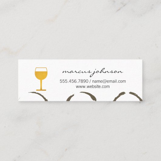 Gezichtsgordels voor wijn met vervorming en wijngl mini visitekaartje (Achterkant)