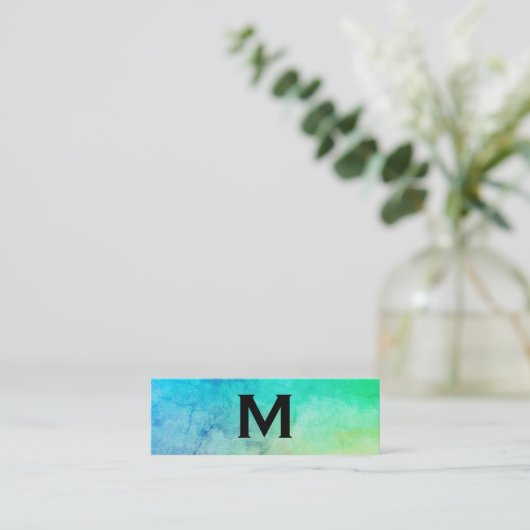 Gezichtskunstenaar Textuur Waterverf Monogram Mini Visitekaartje (Staand voorkant)