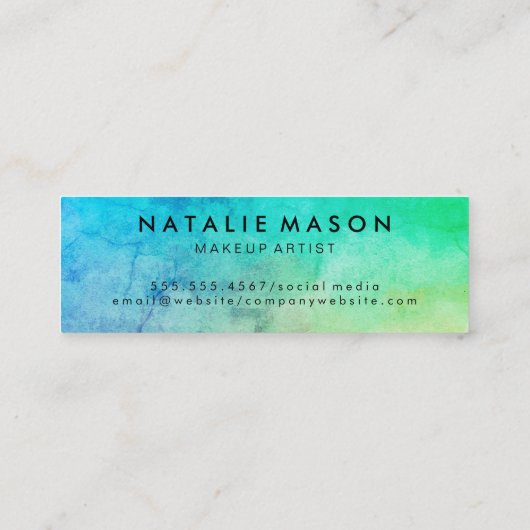 Gezichtskunstenaar Textuur Waterverf Monogram Mini Visitekaartje (Achterkant)