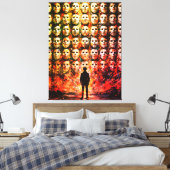 Gezichtsloos figuur Gemaskerde menigte Impasto Sur Canvas Afdruk (Insitu (Slaapkamer))