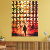 Gezichtsloos figuur Gemaskerde menigte Impasto Sur Canvas Afdruk (Insitu (Woonkamer))