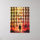 Gezichtsloos figuur Gemaskerde menigte Impasto Sur Canvas Afdruk (Voorkant)