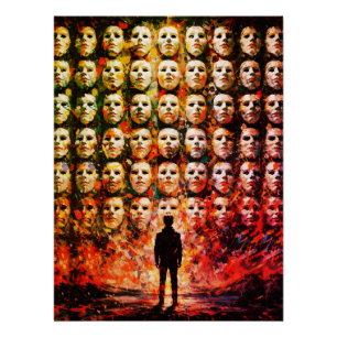 Gezichtsloos figuur Gemaskerde menigte Impasto Sur Perfect Poster