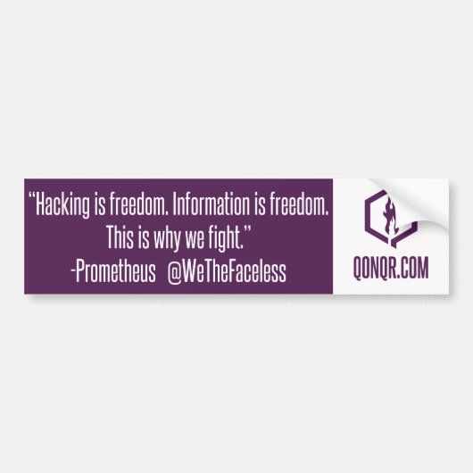 Gezichtsloos hacken is vrijheid bumpersticker (Voorkant)