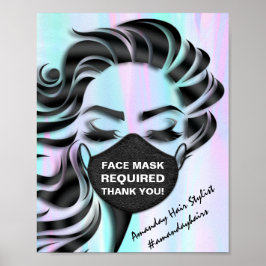 Gezichtsmasker bedekking vereist COVID-holografie Poster