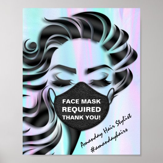 Gezichtsmasker bedekking vereist COVID-holografie Poster (Voorkant)