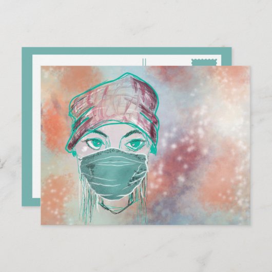 gezichtsmasker briefkaart (Voorkant / Achterkant)