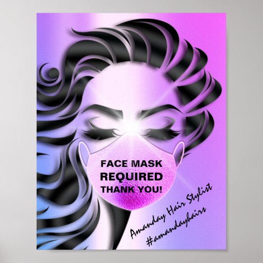 Gezichtsmasker Covering Vereiste Covid Kapper Roze Poster (Voorkant)