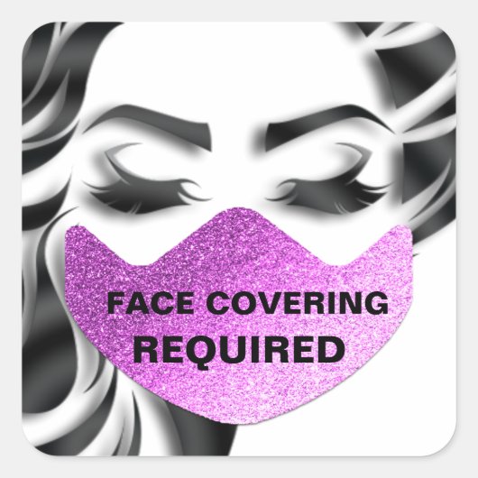 Gezichtsmasker dekking vereist Coronavirus Vrijwil Vierkante Sticker (Voorkant)